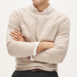 NWOT J Crew Cashmere Cable-Knit Sweater Birch M